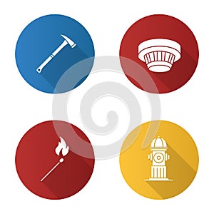 Firefighting flat design long shadow glyph icon