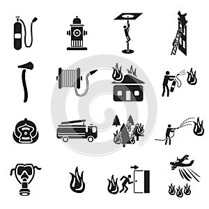 Firefighting icons set