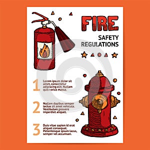 Firefighting Vintage Elements Extinguisher and Fire Hydrant, fireman tools vector. Rescue equipment isolated. Ready to