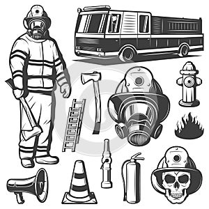 Firefighting Vintage Elements Set