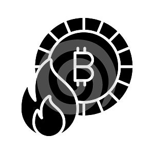 Fireflame with bitcoin showing concept vector of bitcoin loss photo
