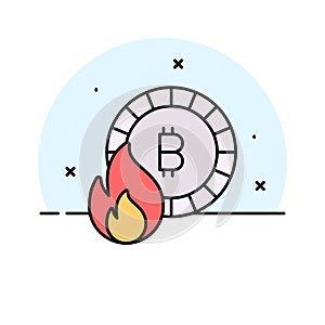 Fireflame with bitcoin showing concept vector of bitcoin loss photo