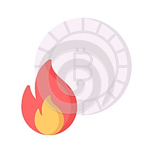 Fireflame with bitcoin showing concept vector of bitcoin loss photo