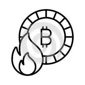 Fireflame with bitcoin showing concept vector of bitcoin loss photo