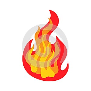 Fireflame. Cartoon hell fire flame, hot blaze tattoo, firefighter or fireplace sign, red, yellow and orange inferno photo