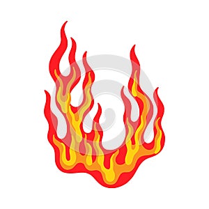 Fireflame. Red, orange fire flame logo, hot flammable fiery symbol, flaming power energy, color fireball shapes photo