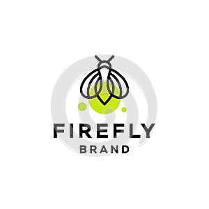 Firefly logo icon design vector line with light lamp on the tail, illustration element design