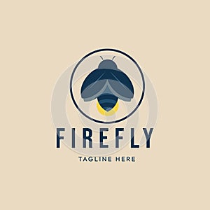 firefly vintage logo with emblem vector illustration design template