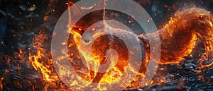 Fireheart: A Majestic Fox, Embraced by Flames, Roars in the Heart of the Forest