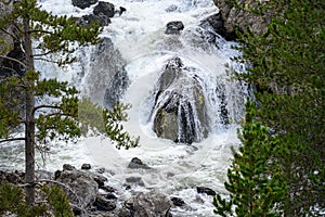 Firehole Falls waterfall in the Firehole River, Yellowstone National Park, USA