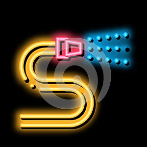 Firehose Water Spray neon glow icon illustration