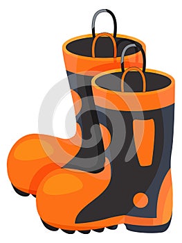 Fireman boots cartoon icon. Fireproof protected footwear