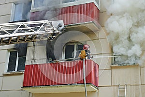 Fireman extinguish a fire
