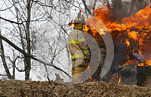 Fireman at Fire with copy space