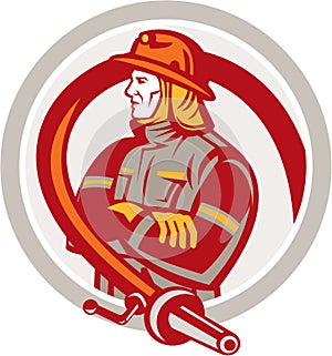 Fireman Firefighter Standing Folding Arms Circle