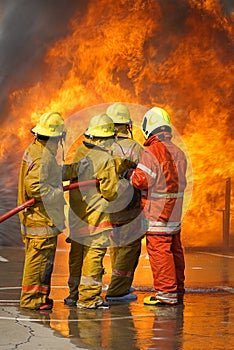 Fireman. Firefighters training.