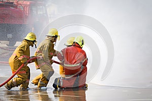 Fireman. Firefighters training.