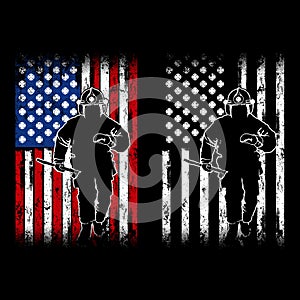 Fireman Flag American illustration design