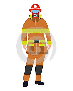 Fireman flat icon. Service 911. Cartoon Vector illustration