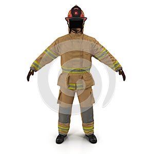 Fireman Fuly Protective Uniform Isolated 3D Illustration On White Background