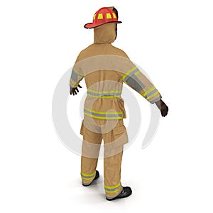 Fireman Fuly Protective Uniform Isolated 3D Illustration On White Background