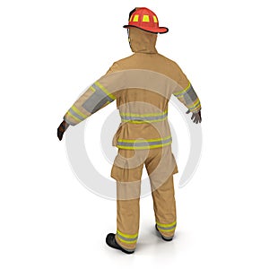 Fireman Fuly Protective Uniform Isolated 3D Illustration On White Background