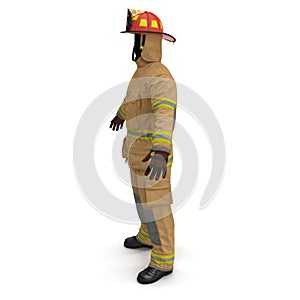 Fireman Fuly Protective Uniform Isolated 3D Illustration On White Background