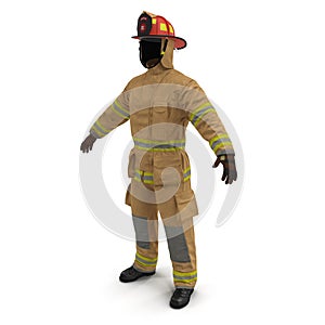 Fireman Fuly Protective Uniform Isolated 3D Illustration On White Background