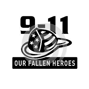 Fireman Hat 911 Fallen Heroes Black and White Retro
