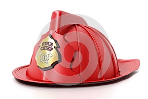 Fireman hat isolated on white background. 3D illustration