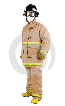 Fireman in his uniform isolated