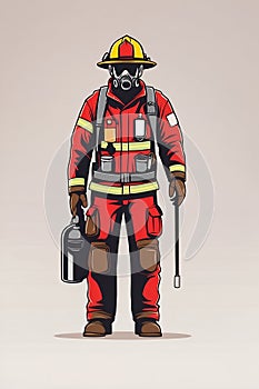 Fireman Holding Gas Can and Helmet, Urgently Responding to an Emergency. Generative AI.