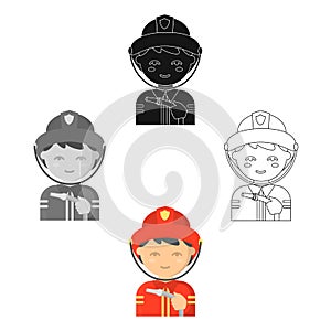 Fireman icon cartoon. Single silhouette fire equipment icon from the big fire Department cartoon - stock vecto - stock