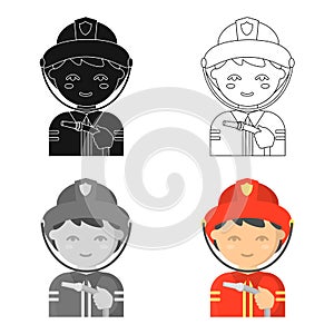 Fireman icon cartoon. Single silhouette fire equipment icon from the big fire Department cartoon - stock vecto - stock