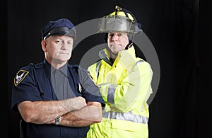 Fireman and Policeman with Copyspace