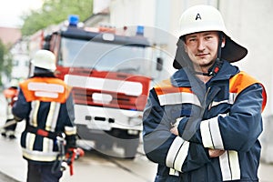 Fireman portrait at training