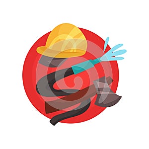 Fireman profession icon, firefighter elements cartoon vector Illustration