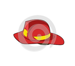 Fireman Red helmet. Firefighter safety hat. Vecto rillustration photo