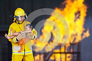 Fireman rescued the child from the fire