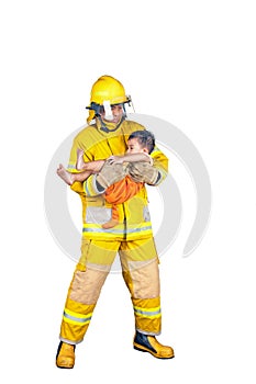 Fireman rescued the child from the fire