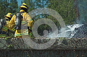 Fireman at scene of car fire