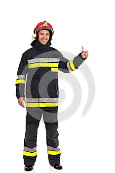 Fireman showing thumb up