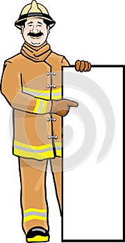 Fireman with sign