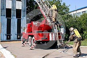 Fireman on the stairs