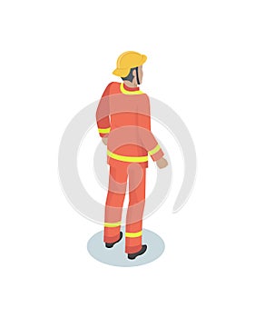 Fireman in uniform, working concept vector icon