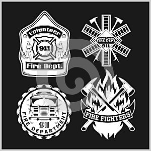 Firemans vector set - t-shirt graphics, fire department, sworn to protect