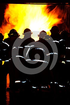 Firemen attacking a fire