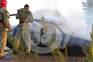 Firemen At Car Crash photo