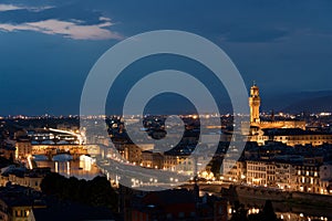 Firenze - Ponte Vecchio Panorma, Old Bridge, Palazzo Vecchio by