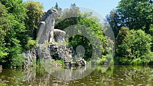 Firenze province local landmarks of tuscany region. the majestic big statue of Colosso dell Appennino giant statue and